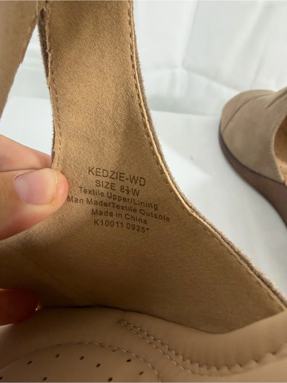 Wedge Sandals - Taupe Suede Women's Ankle Strap